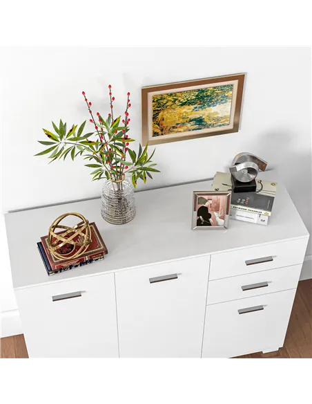 HOMCOM Sideboard, Modern Storage Cabinet with 2 Drawers, 3 Doors and Adjustable Shelves, Kitchen Cabinet for Living Room, Dining