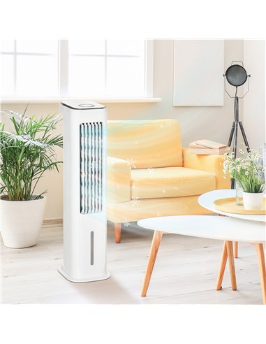 HOMCOM Evaporative Air Cooler, 5L Water Tank Oscillating Ice Cooling Fan with 3 Modes, 3 Speeds, Remote Control, Timer, and Osci