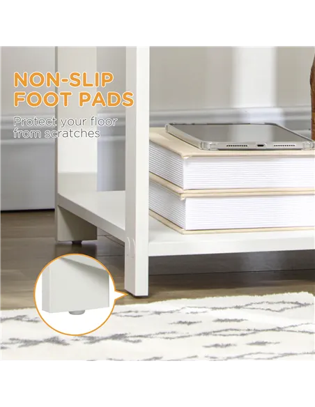 HOMCOM Bedside Table with Drawer and Bottom Shelf, Square Side End Table for Bedroom, Living Room, White, Set of 2