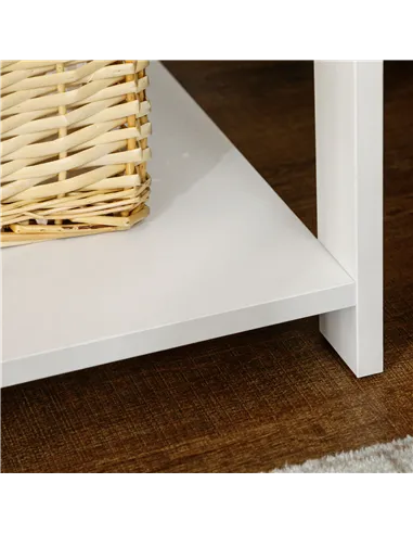 HOMCOM Bedside Table with Drawer and Bottom Shelf, Square Side End Table for Bedroom, Living Room, White, Set of 2