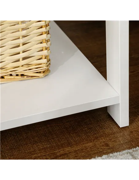 HOMCOM Bedside Table with Drawer and Bottom Shelf, Square Side End Table for Bedroom, Living Room, White, Set of 2