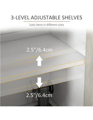 HOMCOM Kitchen Sideboard Storage Cabinet for Living Room with Adjustable Shelves 4 Doors and Pine Wood Legs White