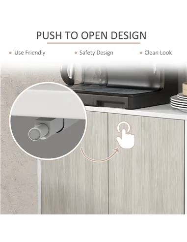 HOMCOM Kitchen Sideboard Storage Cabinet for Living Room with Adjustable Shelves 4 Doors and Pine Wood Legs White