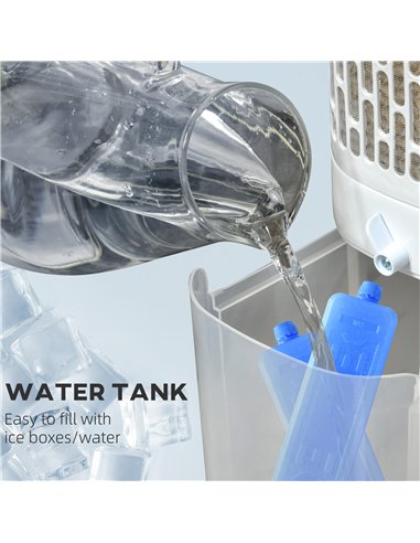 HOMCOM Evaporative Air Cooler, 5L Water Tank Oscillating Ice Cooling Fan with 3 Modes, 3 Speeds, Remote Control, Timer, and Osci