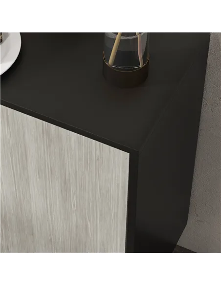 HOMCOM Kitchen Sideboard Storage Cabinet for Living Room with Adjustable Shelves 4 Doors and Pine Wood Legs Black