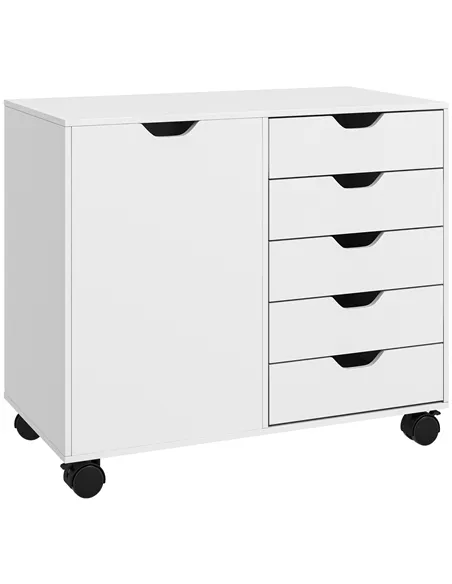 HOMCOM Multi-Storage Mobile Office Storage Cabinet - White