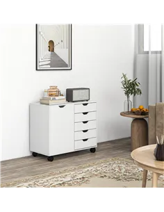 HOMCOM Multi-Storage Mobile Office Storage Cabinet - White 2