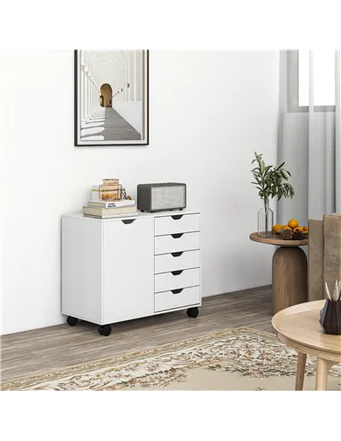 HOMCOM Multi-Storage Mobile Office Storage Cabinet - White