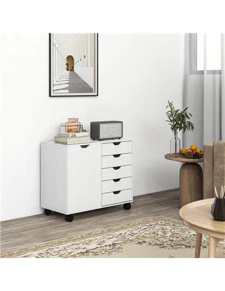 HOMCOM Multi-Storage Mobile Office Storage Cabinet - White