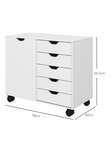 HOMCOM Multi-Storage Mobile Office Storage Cabinet - White