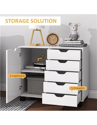 HOMCOM Multi-Storage Mobile Office Storage Cabinet - White