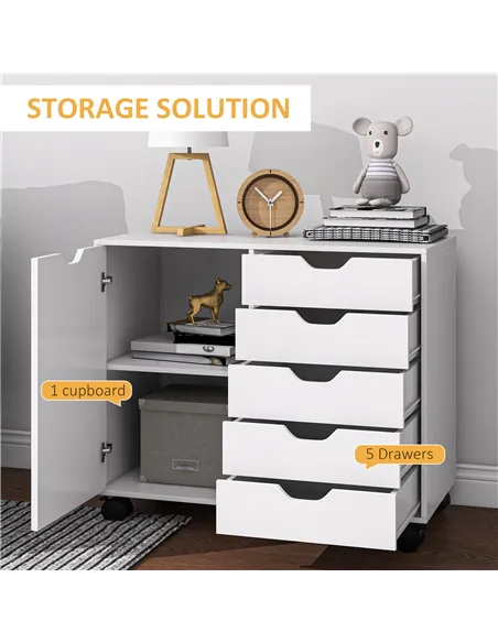 HOMCOM Multi-Storage Mobile Office Storage Cabinet - White