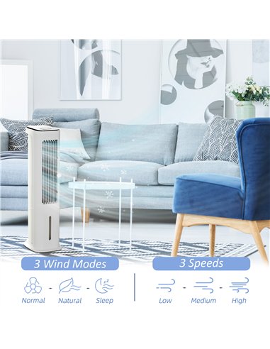 HOMCOM Evaporative Air Cooler, 5L Water Tank Oscillating Ice Cooling Fan with 3 Modes, 3 Speeds, Remote Control, Timer, and Osci