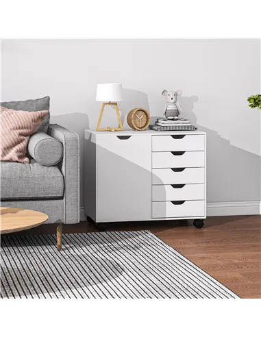 HOMCOM Multi-Storage Mobile Office Storage Cabinet - White