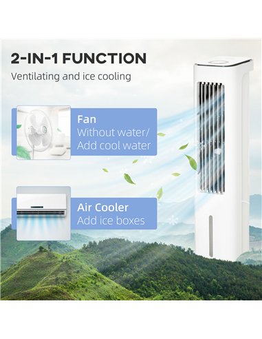 HOMCOM Evaporative Air Cooler, 5L Water Tank Oscillating Ice Cooling Fan with 3 Modes, 3 Speeds, Remote Control, Timer, and Osci