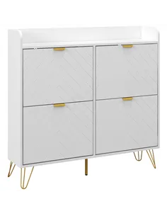 HOMCOM Narrow Shoe Storage Cabinet, Slim Shoe Cupboard with 4 Flip Drawers, Adjustable Shelf, Shoe Rack for 16 Pairs of Shoes