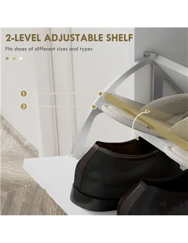 HOMCOM Narrow Shoe Storage Cabinet, Slim Shoe Cupboard with 4 Flip Drawers, Adjustable Shelf, Shoe Rack for 16 Pairs of Shoes