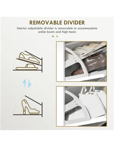 HOMCOM Narrow Shoe Storage Cabinet, Slim Shoe Cupboard with 4 Flip Drawers, Adjustable Shelf, Shoe Rack for 16 Pairs of Shoes