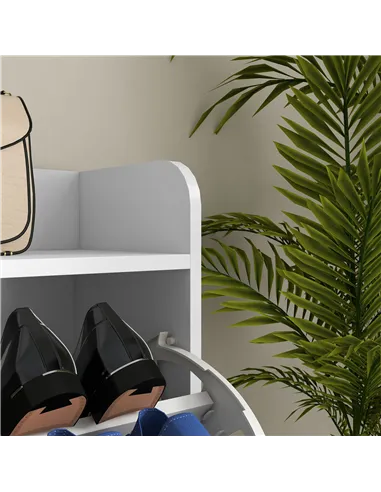 HOMCOM Narrow Shoe Storage Cabinet, Slim Shoe Cupboard with 4 Flip Drawers, Adjustable Shelf, Shoe Rack for 16 Pairs of Shoes