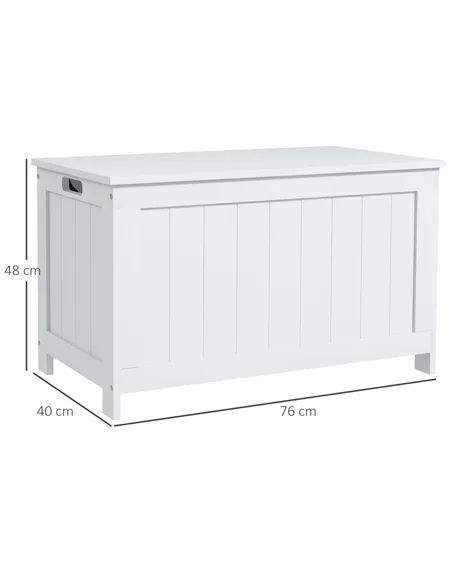 HOMCOM Storage Chest, Modern Storage Trunk with 2 Safety Hinges and Cut-out Handles, Wooden Toy Box for Living Room, Entryway, 7