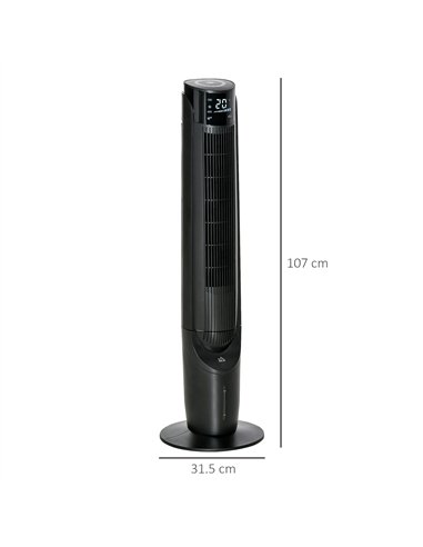 HOMCOM Ice Cooling Tower Fan, Water Conditioner Evaporative Air Cooler Unit with 4 Modes, 3 Speed, Remote Control, Timer, Oscill