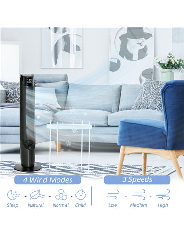 HOMCOM Ice Cooling Tower Fan, Water Conditioner Evaporative Air Cooler Unit with 4 Modes, 3 Speed, Remote Control, Timer, Oscill