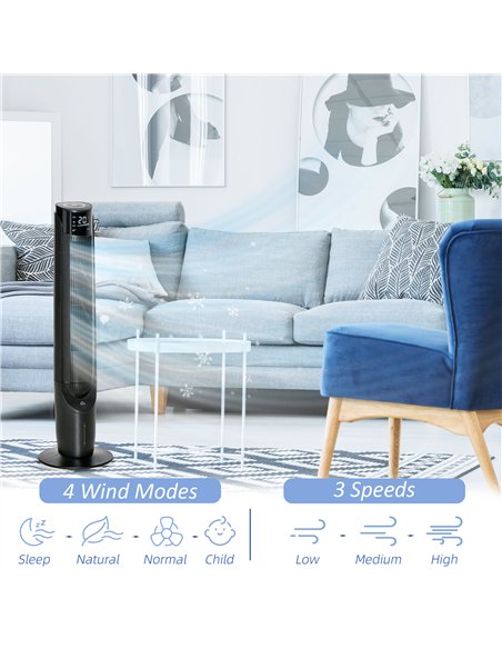 HOMCOM Ice Cooling Tower Fan, Water Conditioner Evaporative Air Cooler Unit with 4 Modes, 3 Speed, Remote Control, Timer, Oscill