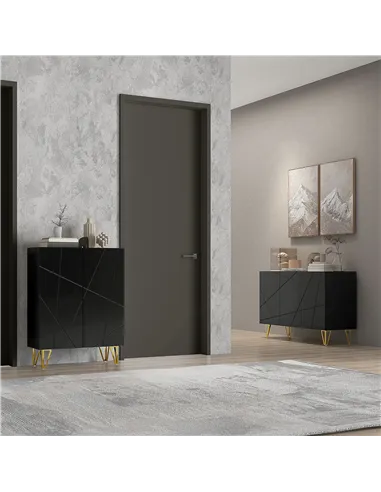 HOMCOM Modern Luxe High Gloss Sideboard, with Hairpin Legs - Black