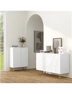 HOMCOM Modern Luxe High Gloss Sideboard, with Hairpin Legs - White 2