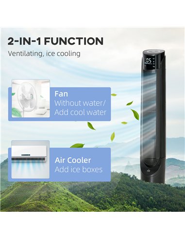 HOMCOM Ice Cooling Tower Fan, Water Conditioner Evaporative Air Cooler Unit with 4 Modes, 3 Speed, Remote Control, Timer, Oscill