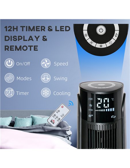 HOMCOM Ice Cooling Tower Fan, Water Conditioner Evaporative Air Cooler Unit with 4 Modes, 3 Speed, Remote Control, Timer, Oscill