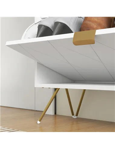 HOMCOM Two Flip Drawer Narrow Shoe Cabinet - White