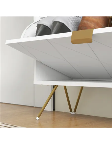 HOMCOM Two Flip Drawer Narrow Shoe Cabinet - White