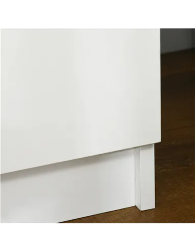 HOMCOM Set of 2 White Bedside Tables with LED Lights, High Gloss Front Nightstands with 4 Drawers