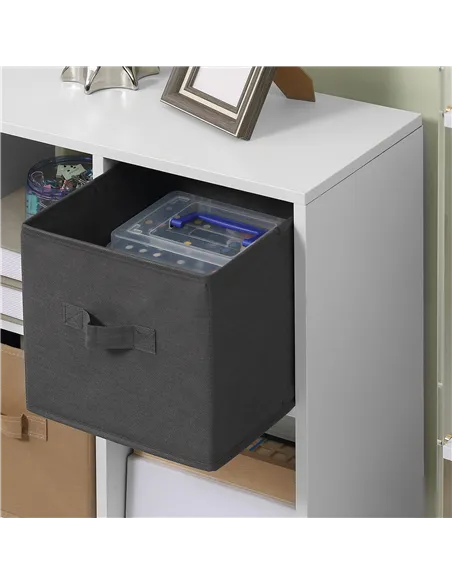HOMCOM Freestanding 6 Cube Unit Cabinet Unit w/ 3 Fabric Drawers Handles Home Office Storage Shelves White