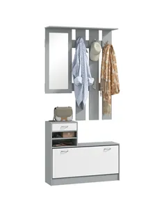 HOMCOM Three-in-One Hallway Storage Set - Grey/White