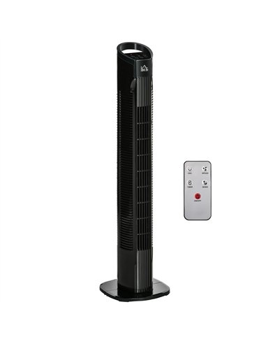 HOMCOM 31" Freestanding Tower Fan, 3 Speed 3 Mode, 7.5H Timer, Oscillating, LED Panel, Remote Control, 31 Inch Standing Fan, Bla