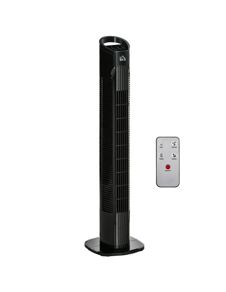 HOMCOM 31" Freestanding Tower Fan, 3 Speed 3 Mode, 7.5H Timer, Oscillating, LED Panel, Remote Control, 31 Inch Standing Fan, Bla