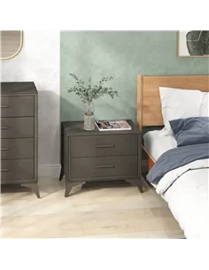 HOMCOM Velvet-Feel Chest of Two Drawers - Brown 2