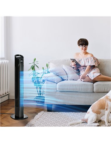 HOMCOM 31" Freestanding Tower Fan, 3 Speed 3 Mode, 7.5H Timer, Oscillating, LED Panel, Remote Control, 31 Inch Standing Fan, Bla
