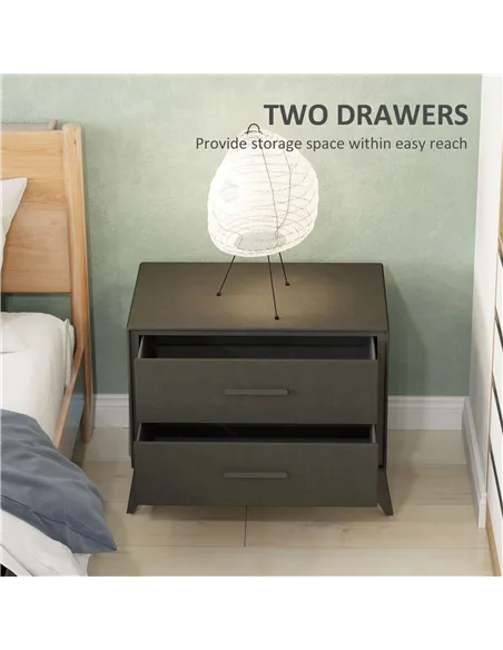 HOMCOM Velvet-Feel Chest of Two Drawers - Brown