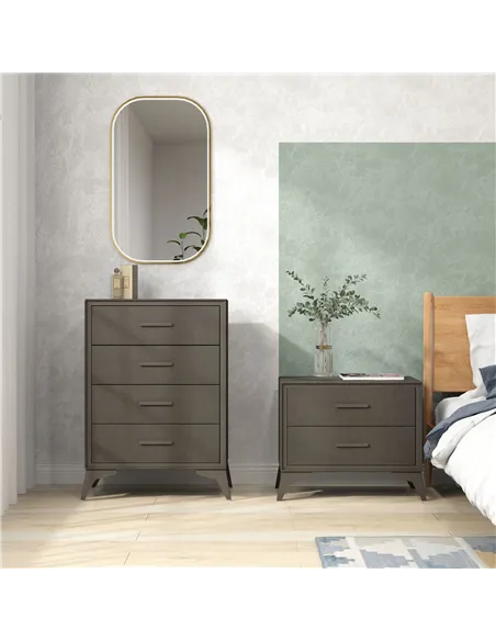 HOMCOM Velvet-Feel Chest of Two Drawers - Brown