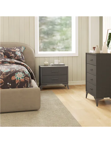 HOMCOM Velvet-Feel Chest of Two Drawers - Brown