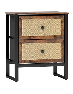 HOMCOM Industrial-Natural Bedside Table - Brown