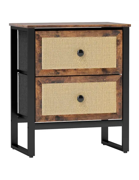 HOMCOM Industrial-Natural Bedside Table - Brown