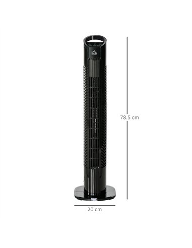 HOMCOM 31" Freestanding Tower Fan, 3 Speed 3 Mode, 7.5H Timer, Oscillating, LED Panel, Remote Control, 31 Inch Standing Fan, Bla