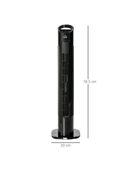 HOMCOM 31" Freestanding Tower Fan, 3 Speed 3 Mode, 7.5H Timer, Oscillating, LED Panel, Remote Control, 31 Inch Standing Fan, Bla