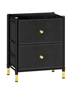 HOMCOM Faux Leather Bedside Table - Black