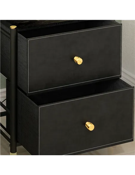 HOMCOM Faux Leather Bedside Table - Black