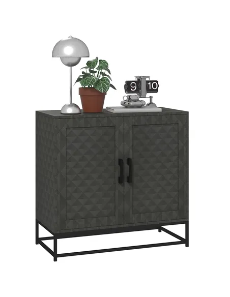 HOMCOM Modern Sideboard, Freestanding Sideboard Storage Cabinet with Adjustable Shelf and 2 Doors for Living Room, Grey